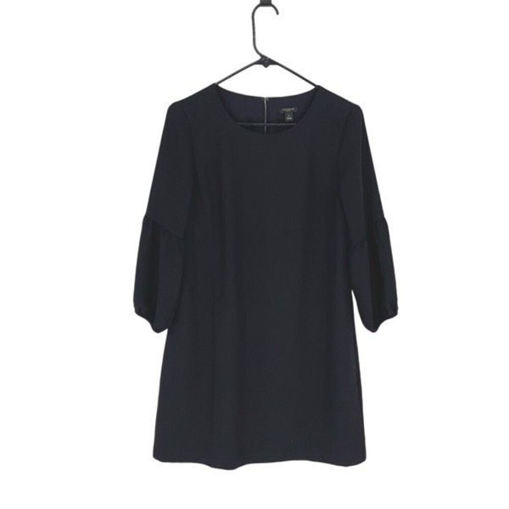 Ann Taylor Womens Round Neck Puffed Sleeve A-line Mini Dress Black Size 6P